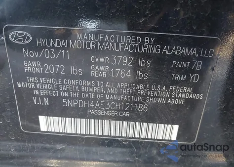 2012 Hyundai Elantra Limited z USA, uszkodzony, nr VIN 5NPDH4AE3CH121186